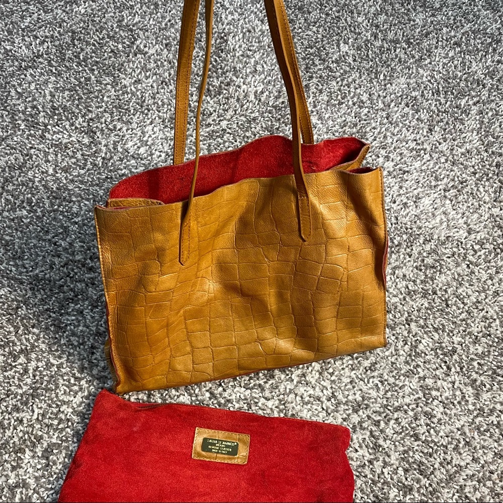 Laura Di Maggio Leather Tote / Shopper Cognac Brown Milan Made in Italy